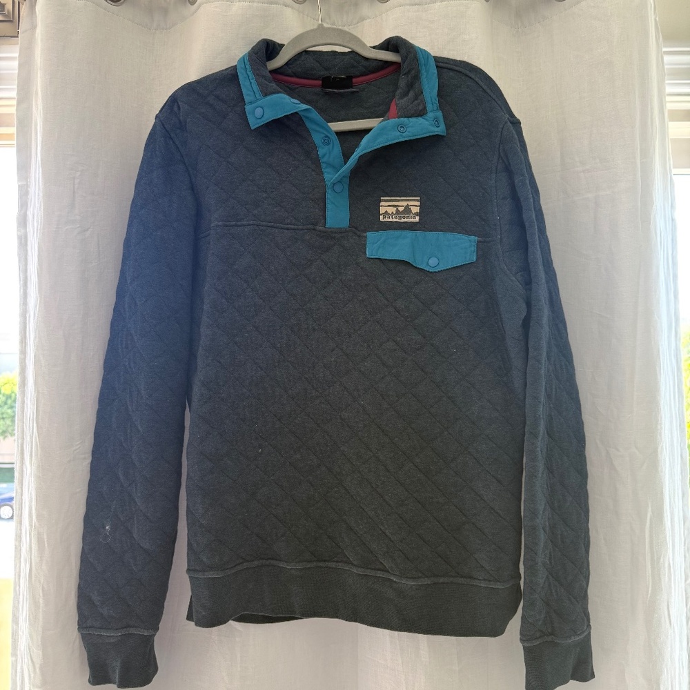 Patagonia Organic Cotton Quilt Snap-T Pullover | Navy / Teal | Medium